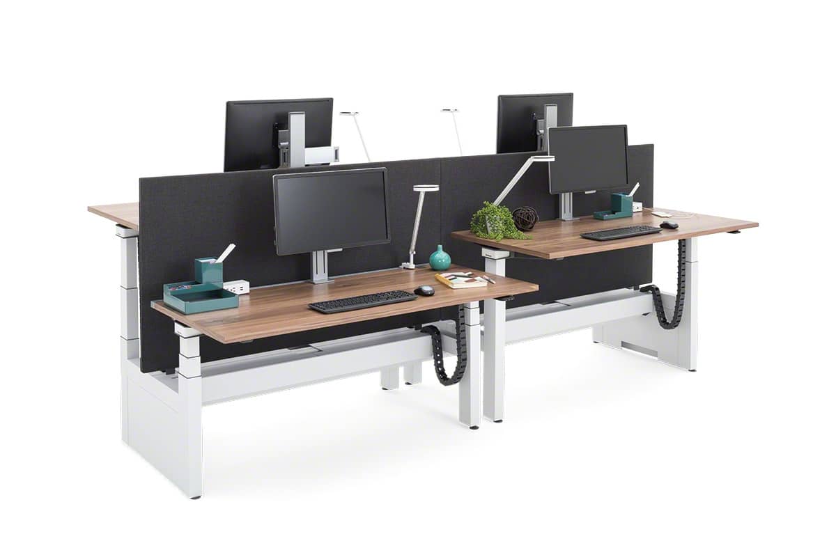 Steelcase Ology Bench electric height adjustable benching workstation with privacy screens